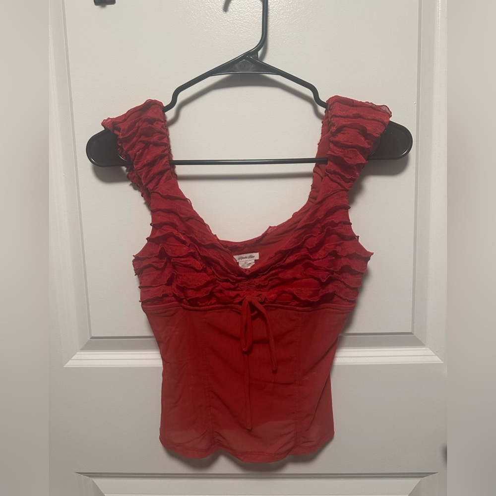 Red Ruffled Sleeveless Top- Urban Outfitters